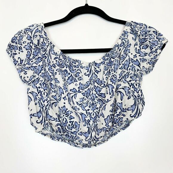 Lilyful Paisley Crop Top Blue White Size S - Picture 1 of 4